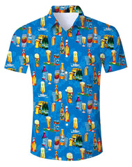 Beer bottle printed short-sleeved shirt