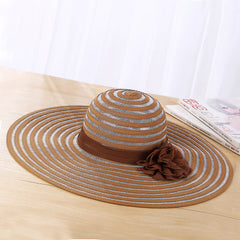 Korean Fashion Mesh Stitching Straw Hat Large-Edge Sunscreen Sunshade Hat