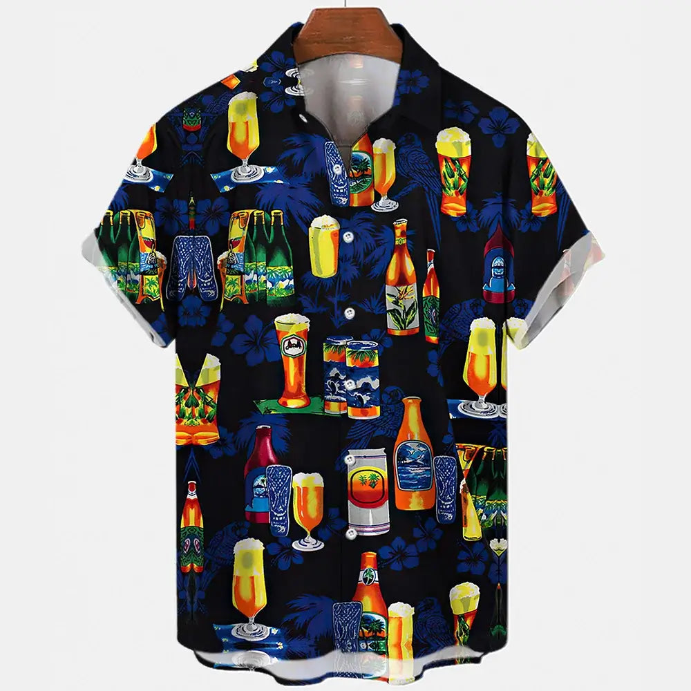 Harajuku Beer Festival Shirt – Festival Foam Overflow Graphic 3D Hawaiian Tee