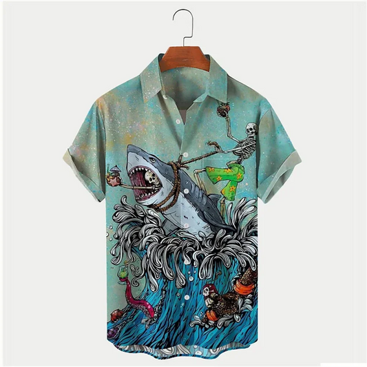 Men's Shark Print Hawaiian Shirt