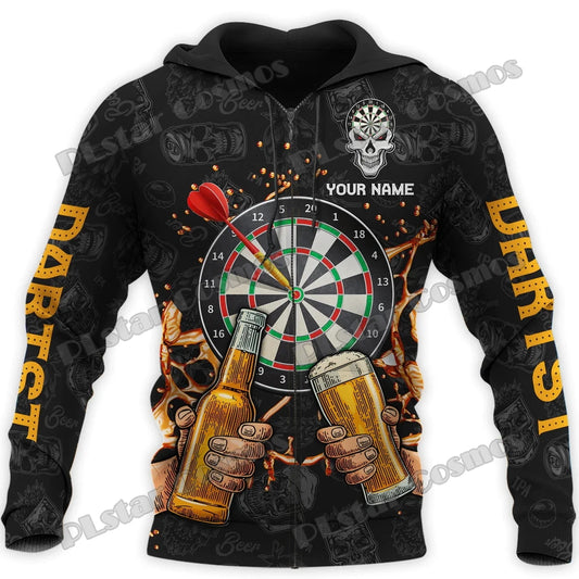 Personalized Darts Beer Zip Hoodie