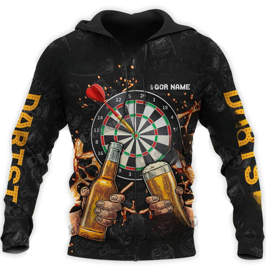 Personalized Darts Beer Zip Hoodie