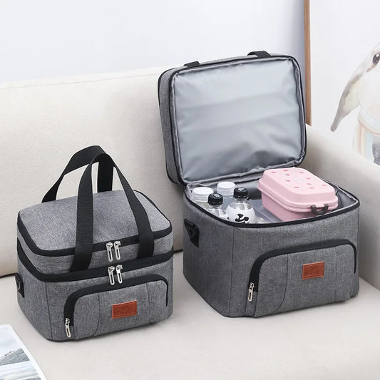 Double Layer Insulated Lunch Bag