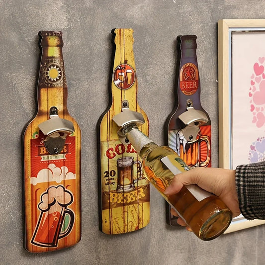 Vintage Wooden Wall Bottle Opener