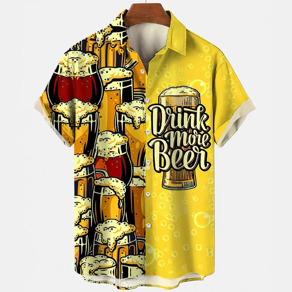 Harajuku Beer Festival Shirt – Festival Foam Overflow Graphic 3D Hawaiian Tee