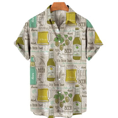 Harajuku Beer Festival Shirt – Wheat and Barley Print 3D Hawaiian Tee