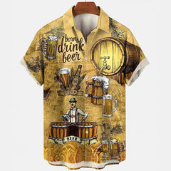 Harajuku Beer Festival Shirt – Retro Beer Festival Design 3D Hawaiian Tee