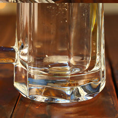 Beautifully brought a transparent glass beer mug