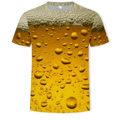 Beer 3D Digital Print Men Round Neck Short Sleeves