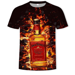 Beer 3D Digital Print Men Round Neck Short Sleeves