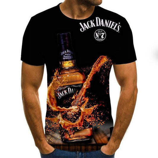 Beer 3D Digital Print Men Round Neck Short Sleeves