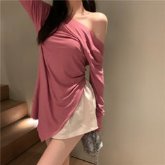 One Shoulder Irregular T-shirt Women''s Summer