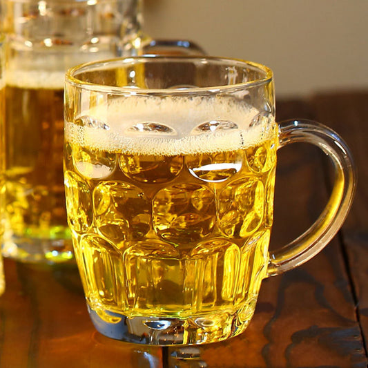 Beautifully brought a transparent glass beer mug