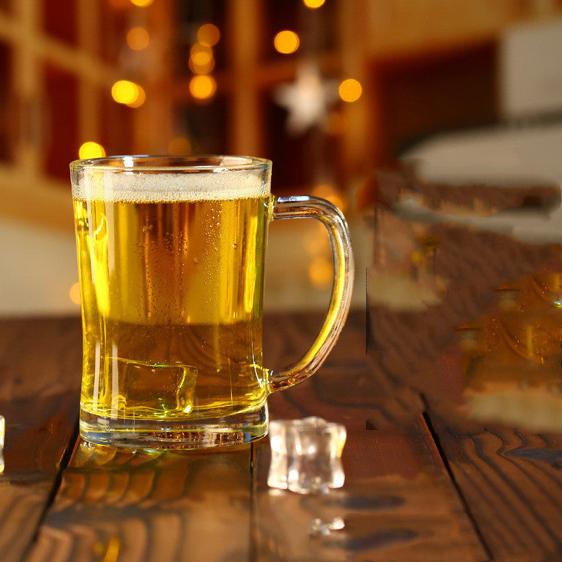 Beautifully brought a transparent glass beer mug