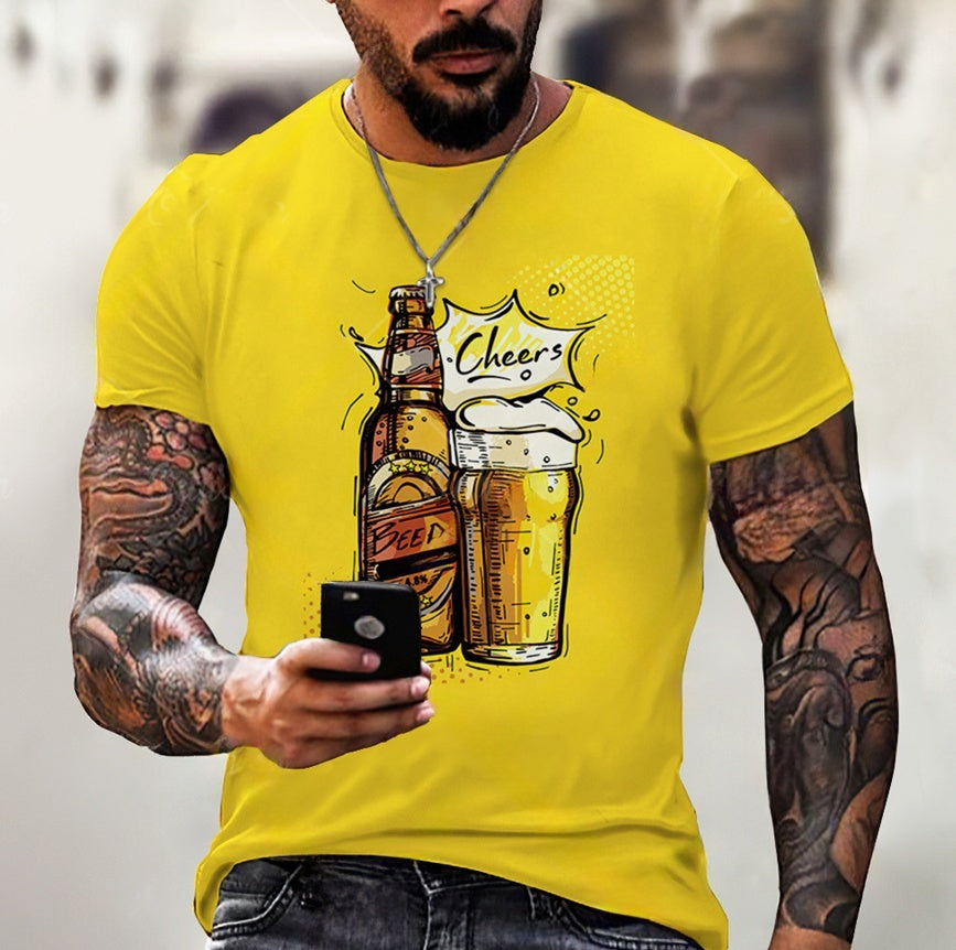 Beer Printing Vintage T-shirt 3d Digital Printing