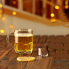 Beautifully brought a transparent glass beer mug