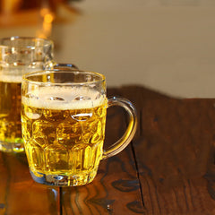 Beautifully brought a transparent glass beer mug