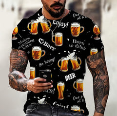 Beer Printing Vintage T-shirt 3d Digital Printing