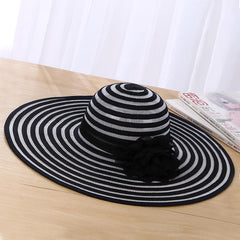 Korean Fashion Mesh Stitching Straw Hat Large-Edge Sunscreen Sunshade Hat