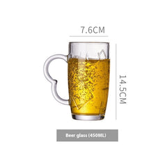 Simple Glass With Handle Household Large-capacity Tea Cup Beer Mug Bar Only Beer Steins Printable