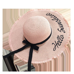 Women Lace Up Large Brim Straw Hat Beach Caps