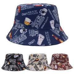 Reversible Beer Print Bucket Hat