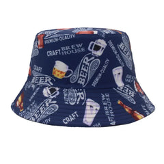 Reversible Beer Print Bucket Hat