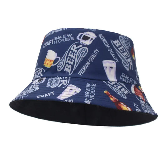 Reversible Beer Print Bucket Hat