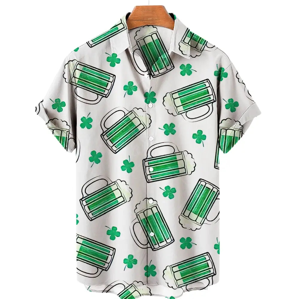 Harajuku Beer Festival Shirt – Green Beer Glass Design 3D Hawaiian Tee
