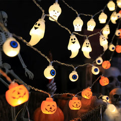 LED string lights: pumpkins, skulls, eyeballs