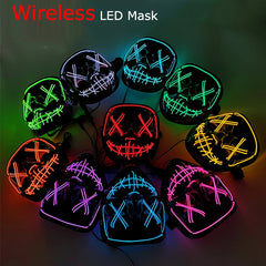 Wireless LED purge mask, glowing horror