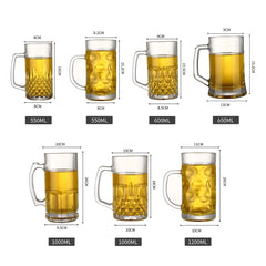 High-Capacity Thick Glass Beer Mug