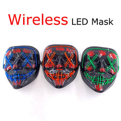 Wireless LED purge mask, glowing horror