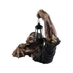 Spooky zombie with LED lantern