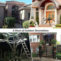 Giant black spider web Halloween decoration