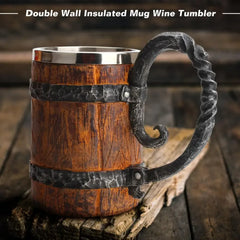 Viking Wood-Style Beer Mug