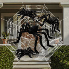 Giant black spider web Halloween decoration