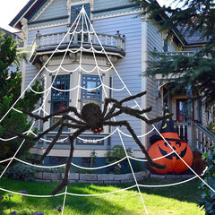 Giant black spider web Halloween decoration