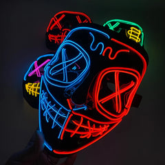 Wireless LED purge mask, glowing horror