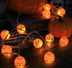 LED string lights: pumpkins, skulls, eyeballs