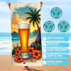 Beer Glass Design Beach Towel