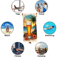 Beer Glass Design Beach Towel
