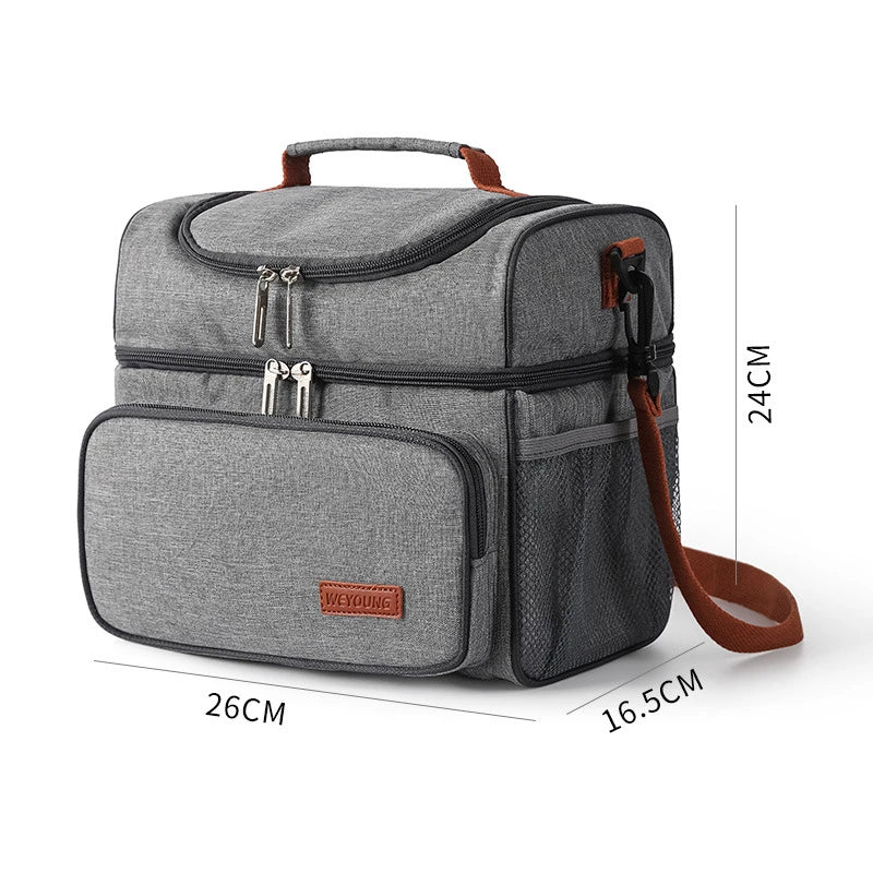 Double Layer Insulated Lunch Bag
