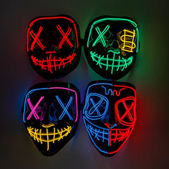 Wireless LED purge mask, glowing horror