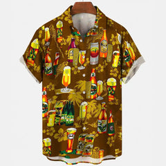Harajuku Beer Festival Shirt – Glow-in-the-Dark Beer Print 3D Hawaiian Tee