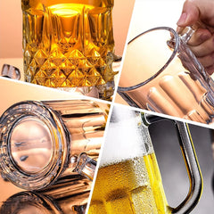 High-Capacity Thick Glass Beer Mug