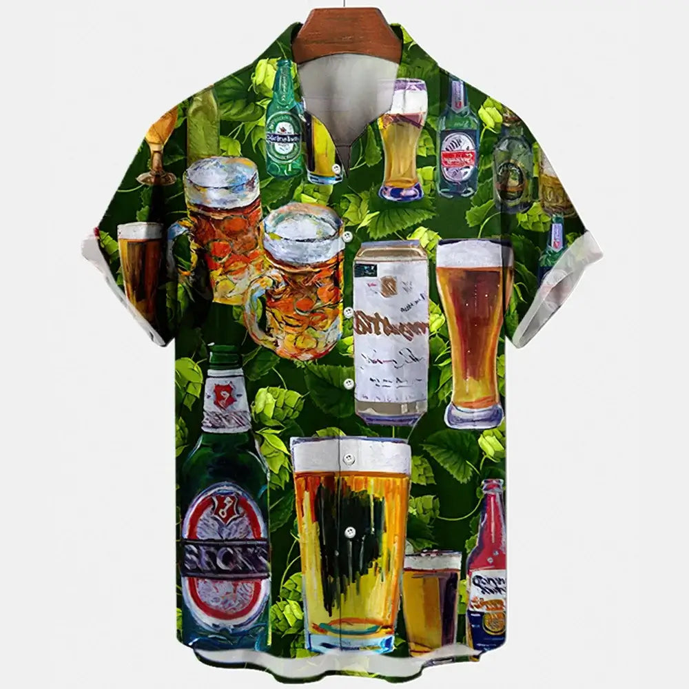 Harajuku Beer Festival Shirt – Retro Beer Festival Design 3D Hawaiian Tee