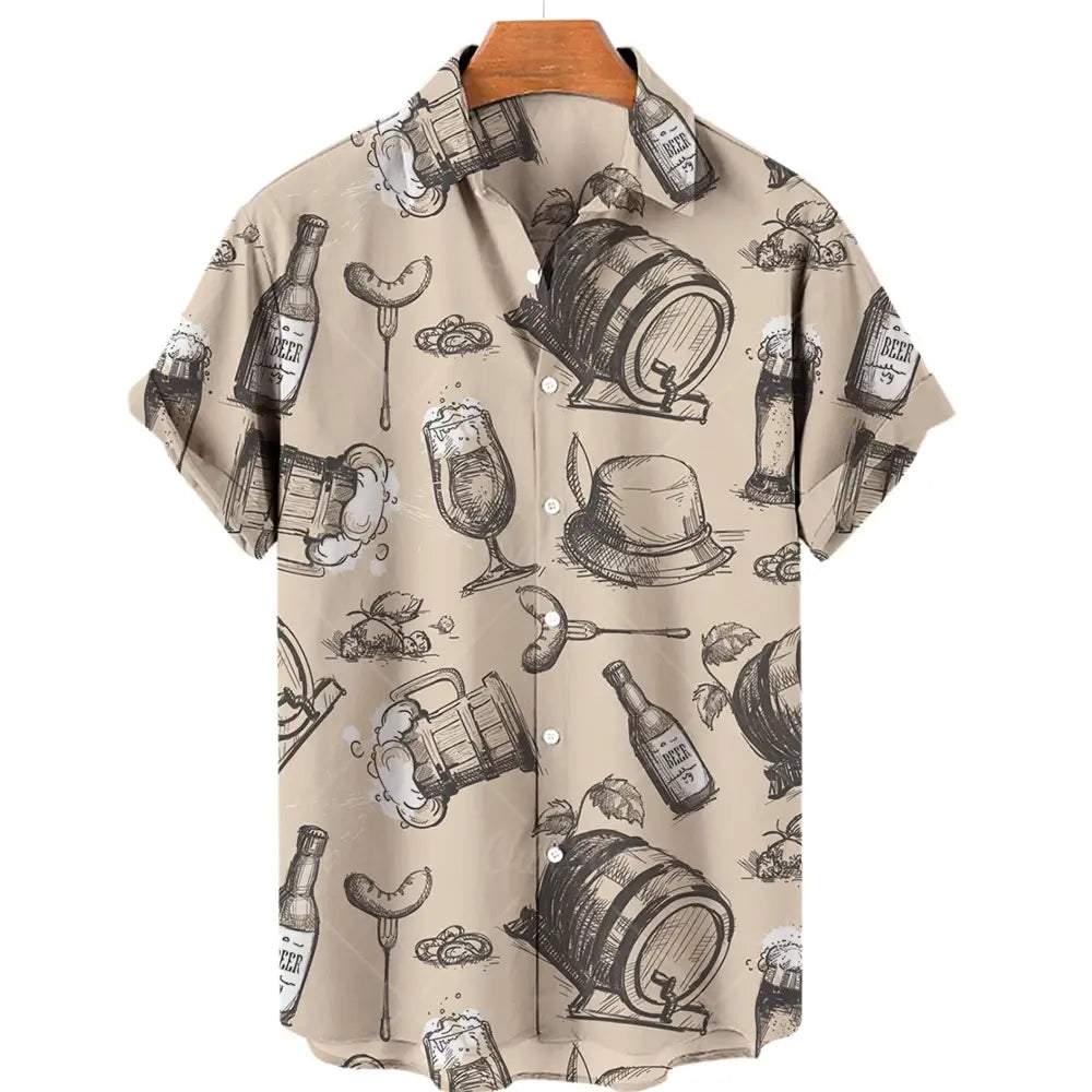 Harajuku Beer Festival Shirt – Beer  drums and beer Pong Party Print 3D Hawaiian Tee