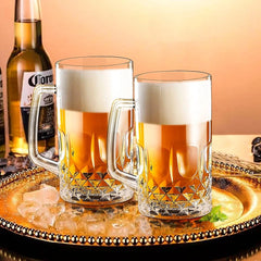 High-Capacity Thick Glass Beer Mug