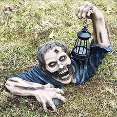 Spooky zombie with LED lantern